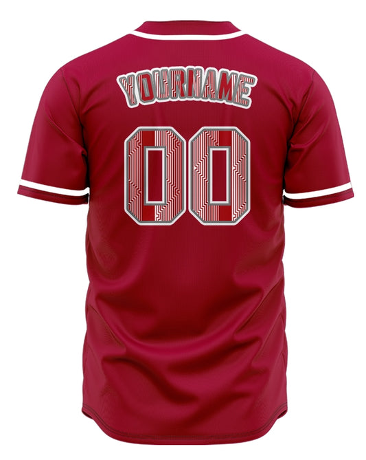 Custom White Overlay Red Baseball Jersey