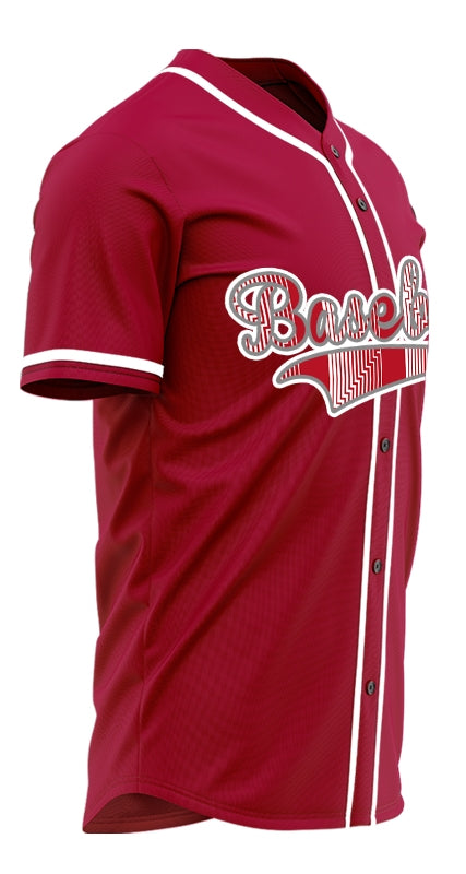 Custom White Overlay Red Baseball Jersey