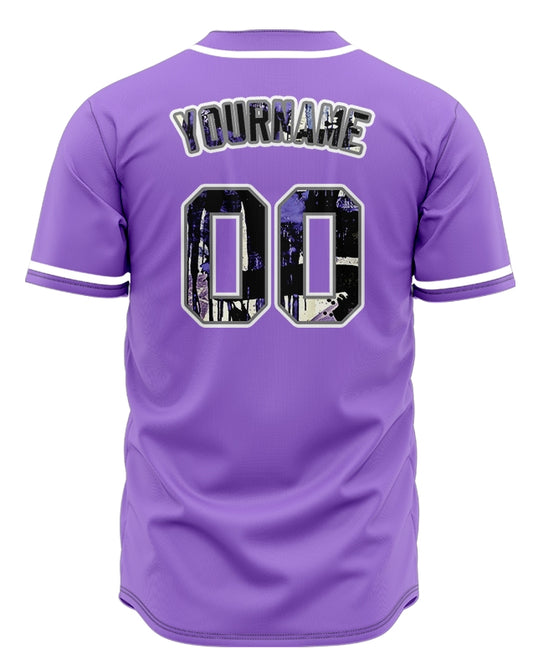 Custom White Purple Ink Baseball Jersey