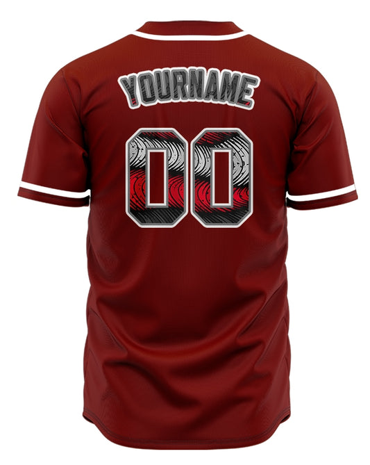 Custom White Red And Ink Baseball Jersey