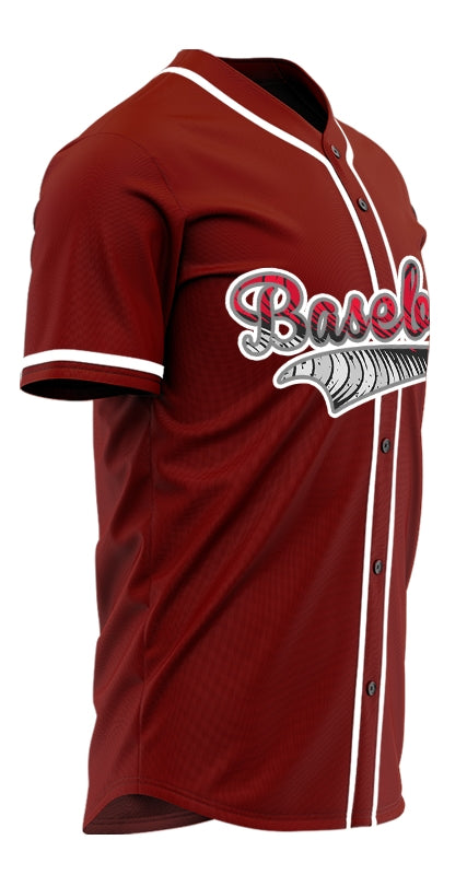Custom White Red And Ink Baseball Jersey