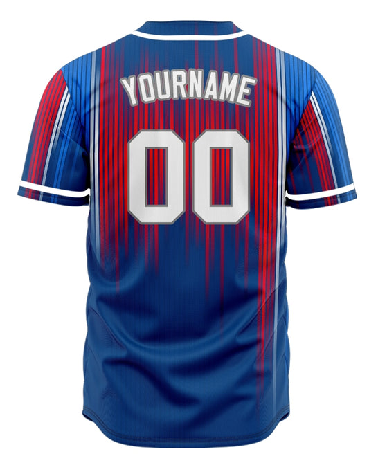 Custom White Red Blue Short Long Lines Baseball Jersey