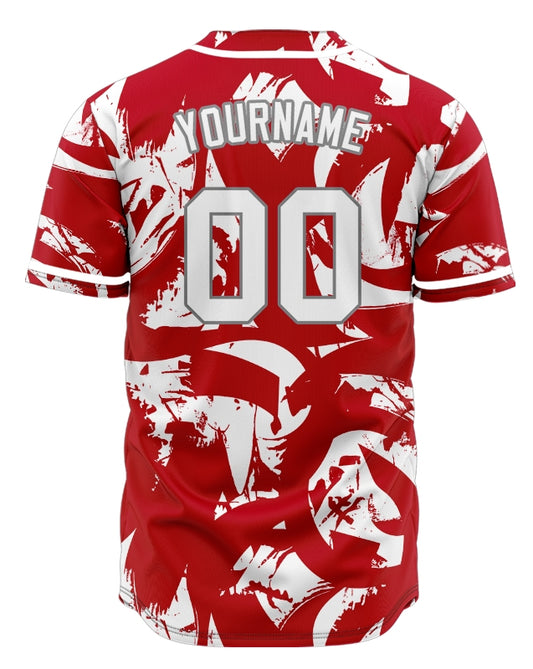Custom White Red Circle Ink Baseball Jersey