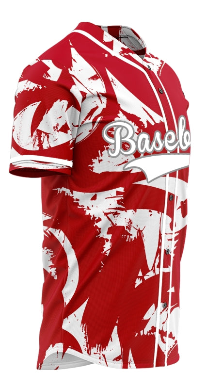 Custom White Red Circle Ink Baseball Jersey