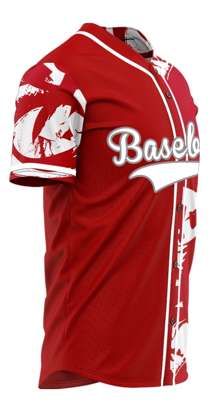 Custom White Red Circle Ink Half Baseball Jersey