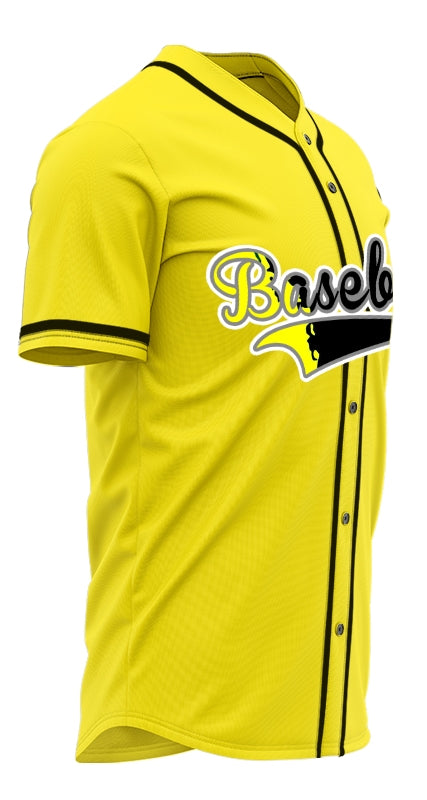 Custom White Yellow And Green Ink Baseball Jersey
