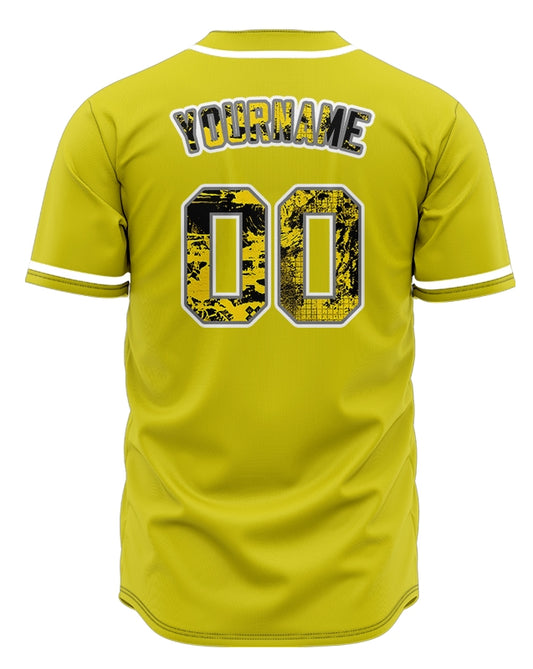 Custom White Yellow Black Ink Baseball Jersey