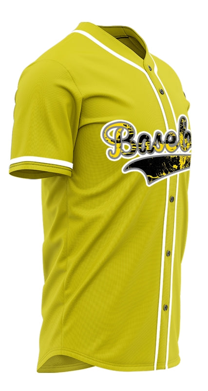 Custom White Yellow Black Ink Baseball Jersey