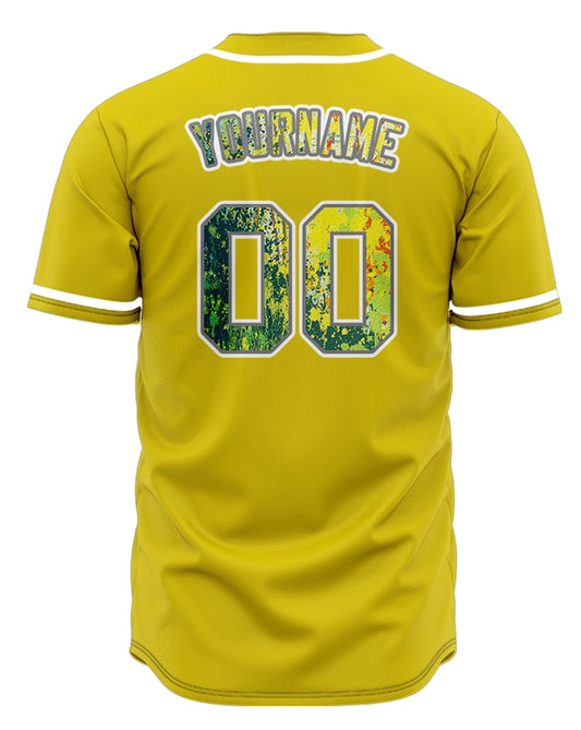 Custom White Yellow Ink Baseball Jersey