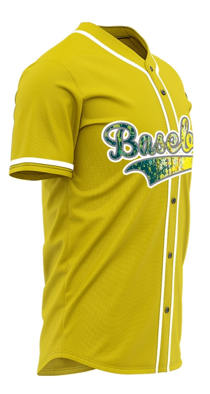 Custom White Yellow Ink Baseball Jersey