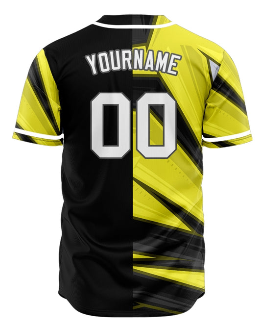 Custom Yellow Black Grey Technology Half Baseball Jersey