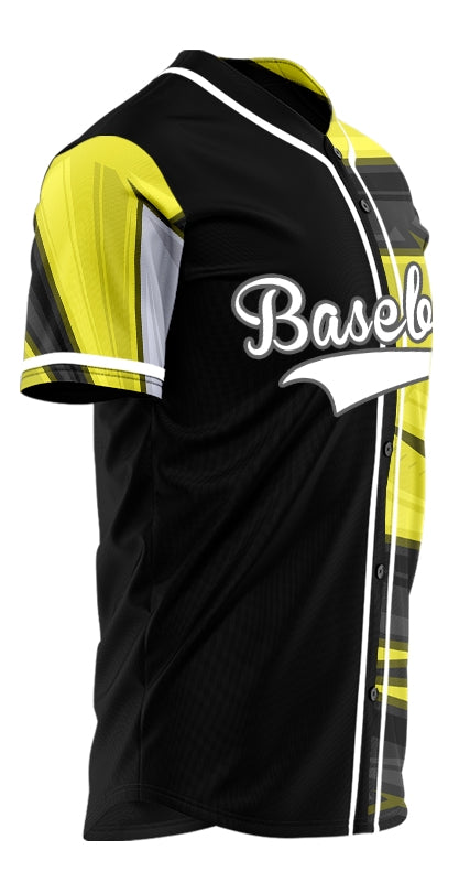 Custom Yellow Black Grey Technology Half Baseball Jersey