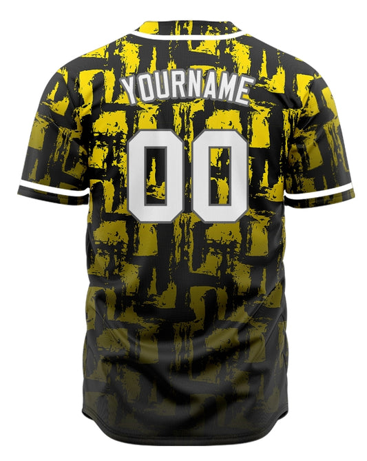 Custom Yellow Black Ink Gradient Baseball Jersey