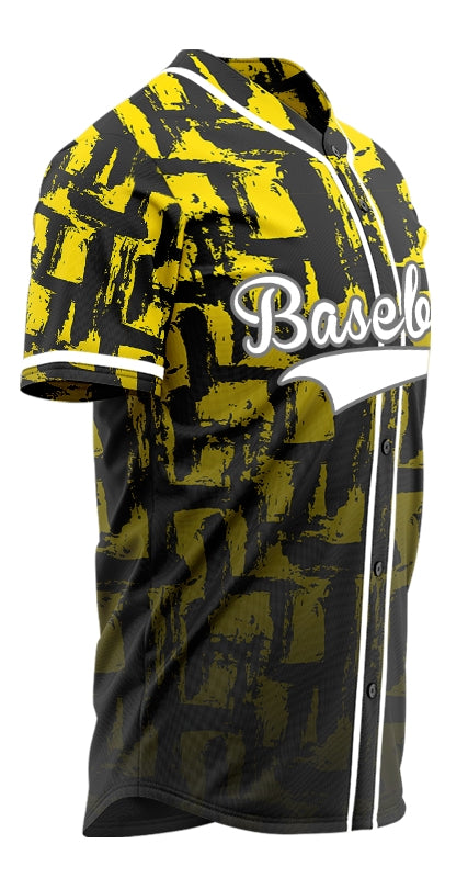 Custom Yellow Black Ink Gradient Baseball Jersey