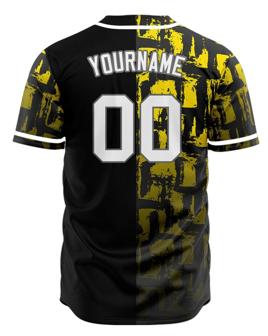 Custom Yellow Black Ink Gradient Half Baseball Jersey