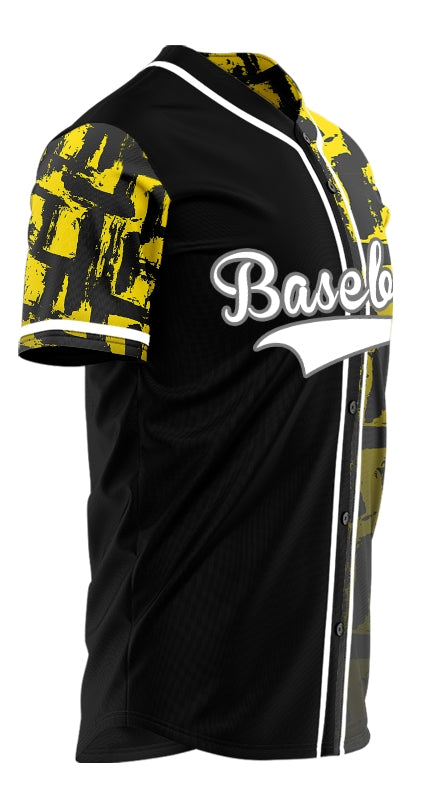 Custom Yellow Black Ink Gradient Half Baseball Jersey