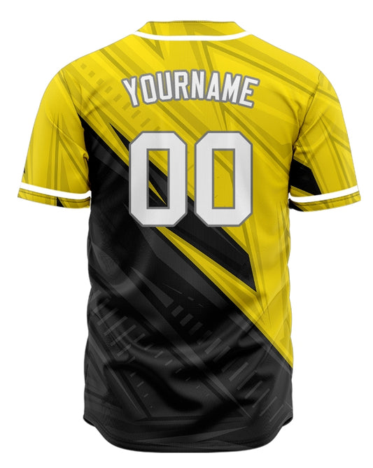 Custom Yellow Black Lightning Lines Baseball Jersey