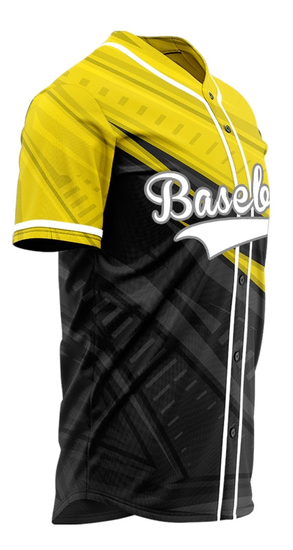Custom Yellow Black Lightning Lines Baseball Jersey