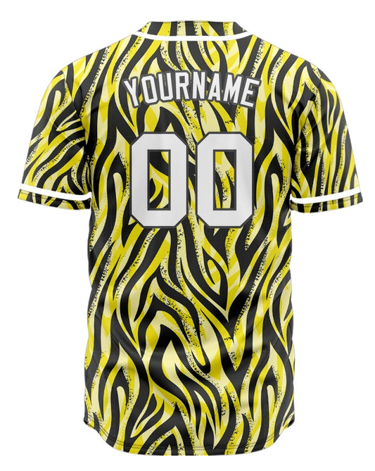 Custom Yellow Blue Leopard Baseball Jersey