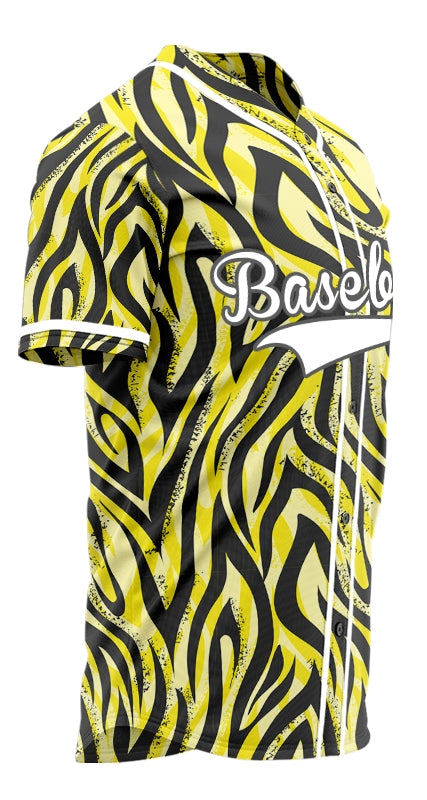 Custom Yellow Blue Leopard Baseball Jersey