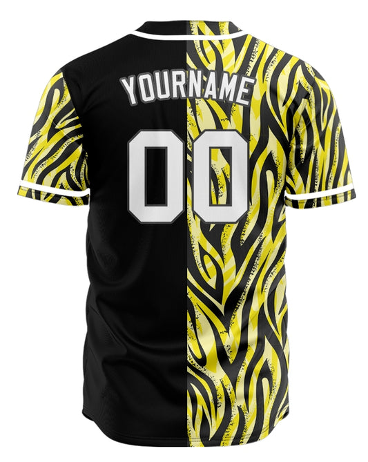 Custom Yellow Blue Leopard Half Baseball Jersey