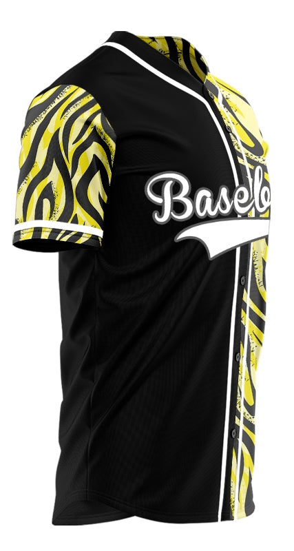 Custom Yellow Blue Leopard Half Baseball Jersey