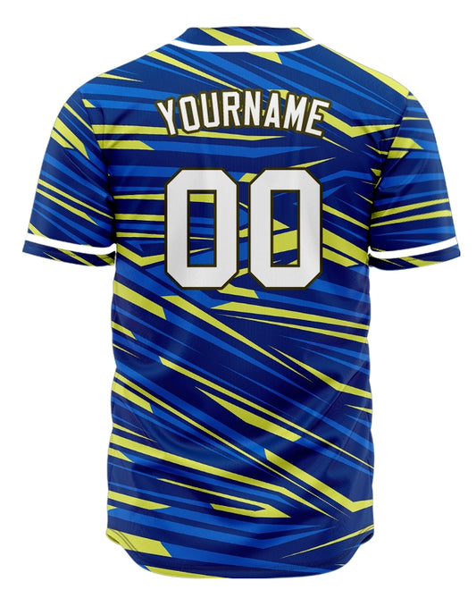 Custom Yellow Blue Slash Baseball Jersey