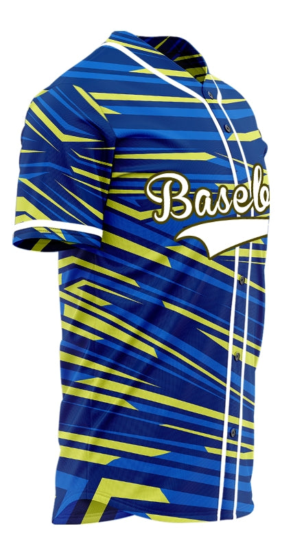 Custom Yellow Blue Slash Baseball Jersey