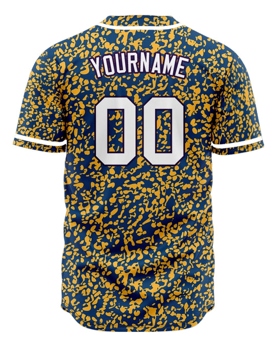Custom Yellow Blue Small Broken Points Baseball Jersey