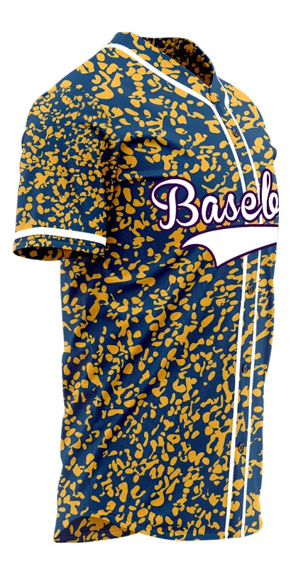 Custom Yellow Blue Small Broken Points Baseball Jersey