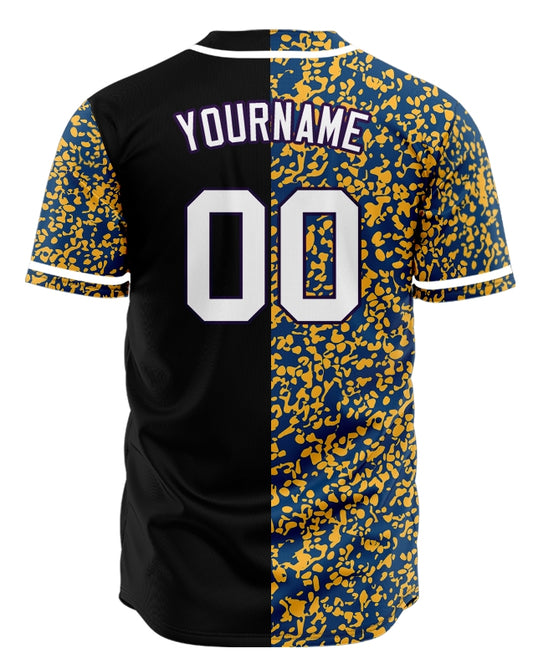 Custom Yellow Blue Small Points Half Baseball Jersey