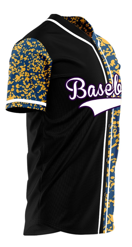 Custom Yellow Blue Small Points Half Baseball Jersey