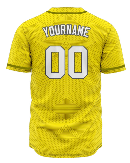 Custom Yellow Diamond Lines Baseball Jersey