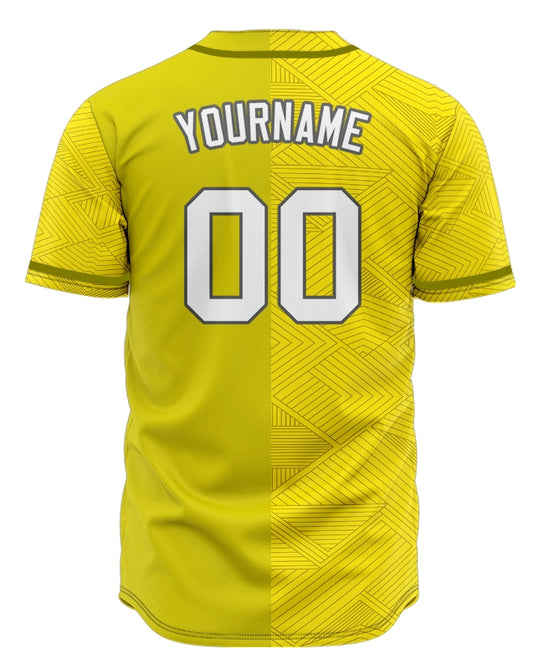 Custom Yellow Diamond Lines Half Baseball Jersey