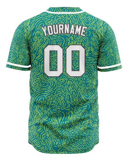 Custom Yellow Green Abstract Lines Baseball Jersey