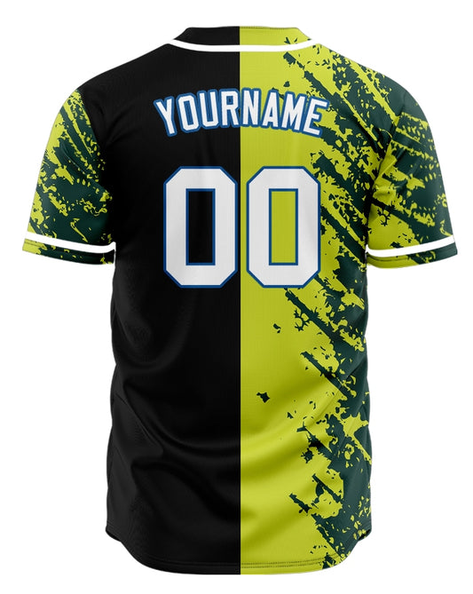 Custom Yellow Green Ink Half Baseball Jersey