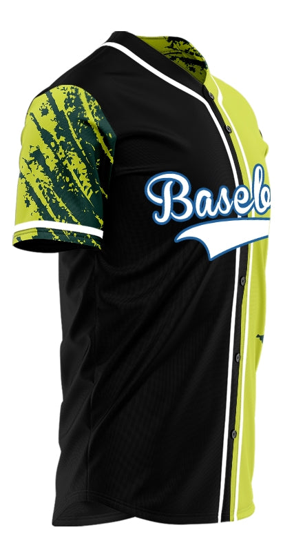 Custom Yellow Green Ink Half Baseball Jersey