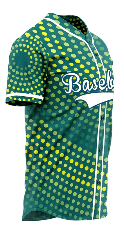Custom Yellow Green Point Circle Baseball Jersey