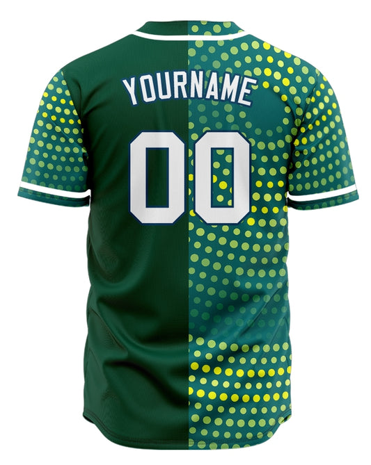 Custom Yellow Green Point Circle Half Baseball Jersey