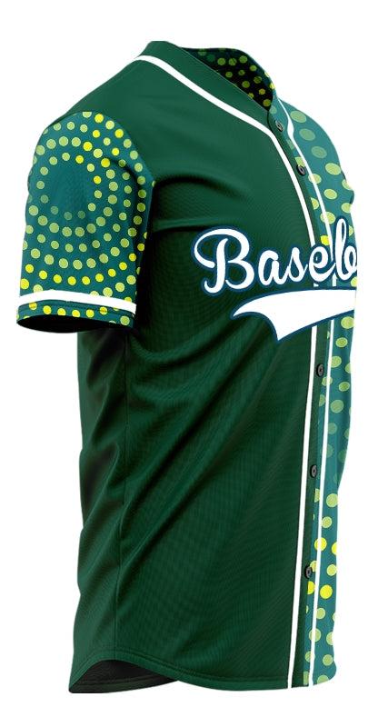 Custom Yellow Green Point Circle Half Baseball Jersey