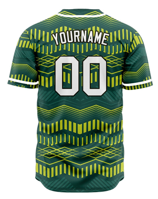 Custom Yellow Green Wave Grain Baseball Jersey