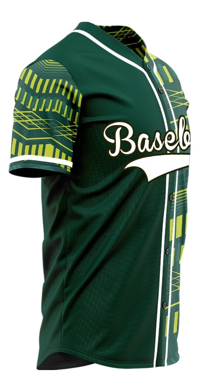 Custom Yellow Green Wave Grain Half Baseball Jersey