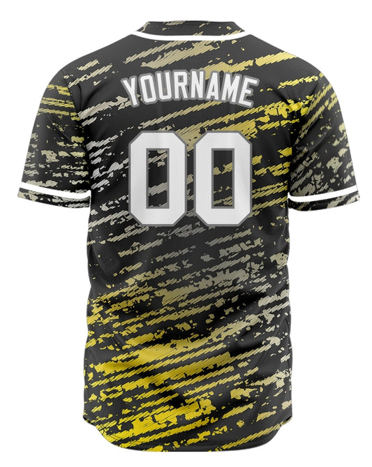 Custom Yellow Grey Black Twill Baseball Jersey