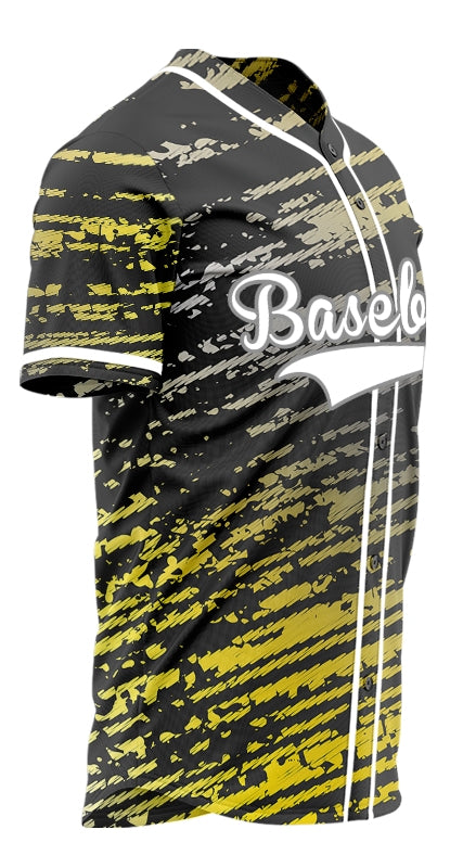 Custom Yellow Grey Black Twill Baseball Jersey