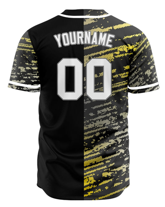 Custom Yellow Grey Black Twill Half Baseball Jersey
