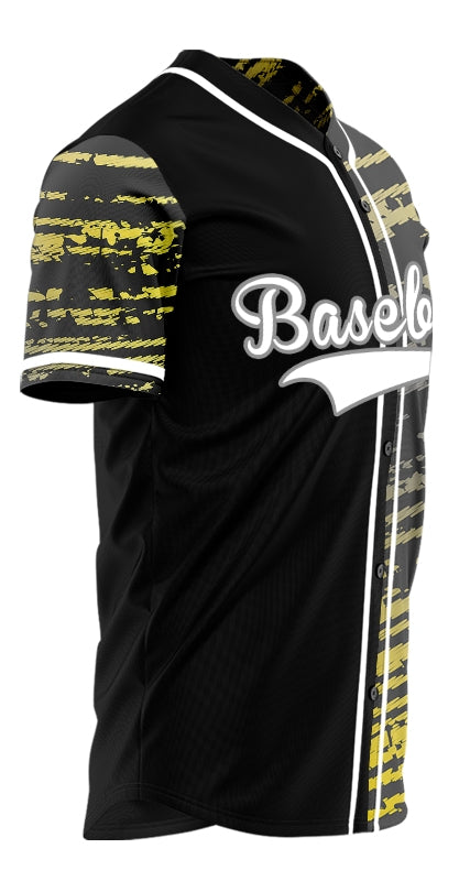 Custom Yellow Grey Black Twill Half Baseball Jersey