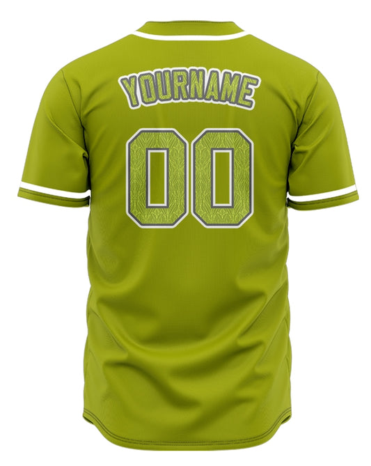 Custom Yellow Leaves Green Baseball Jersey