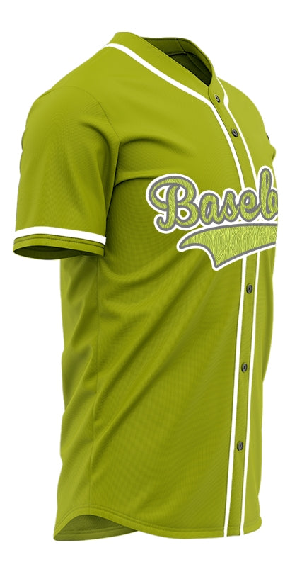 Custom Yellow Leaves Green Baseball Jersey