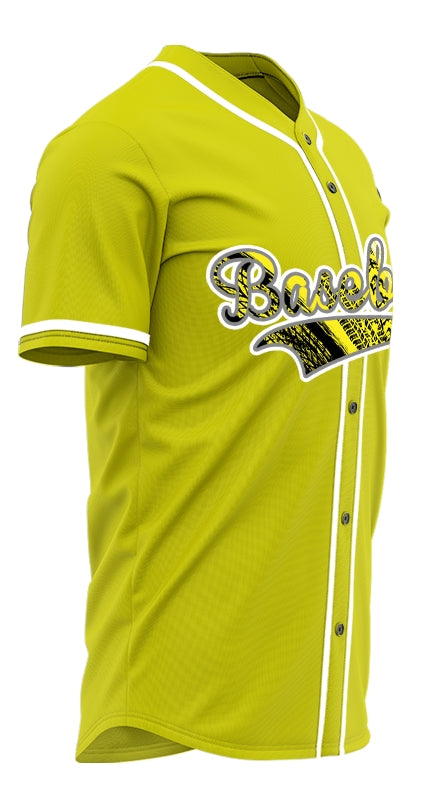 Custom Yellow Tire texture Ink Baseball Jersey