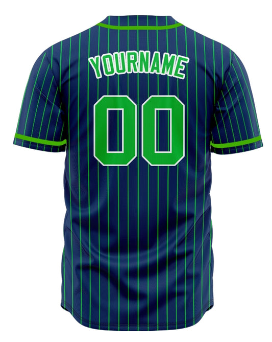 Custom Dark Blue And Green Lines Baseball Jersey